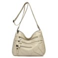 thumbnail image 1 of Bolso de piel lavada para mujer, estilo coreano, bolso de hombro de piel suave, gran capacidad, para mujer de mediana edad, 1 of 6