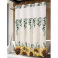 thumbnail image 2 of No Hook Shower Curtain with Snap-in Liner, Sunflower Eucalyptus Waterproof Fabric Bathroom Curtains, Farmhouse Weeping Botanical Linen Bath Curtains & Mesh Top Window Stall 48"x72", 2 of 9