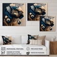 thumbnail image 4 of Designart Deep Blue And Gold Single Flower V Canvas Wall Art, 4 of 5