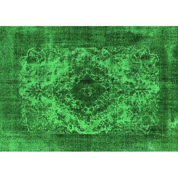 Ahgly Company Indoor Rectangle Oriental Green Industrial Area Rugs, 7' x 9'