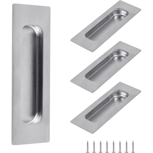 EcoNesxp SET SLIDING DOOR PULL Flush Door Handle 4 Piece Set Sliding Door Pull Flush Door Handle 1/4 Inch Flush Pull Rectangular Recessed Door Handle Pocket Door 3/4