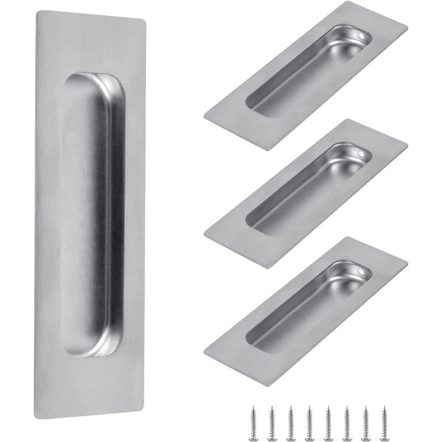 EcoNesxp SET SLIDING DOOR PULL Flush Door Handle 4 Piece Set Sliding Door Pull Flush Door Handle 1/4 Inch Flush Pull Rectangular Recessed Door Handle Pocket Door 3/4