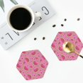 thumbnail image 4 of Yiaed Watermelon Print Leather Coasters for Drinks - Cup Coasters Coffee Table Kitchen Table Bar, Home & Office Gifts Handmade Drink Coasters-Hexagon, 4 of 6