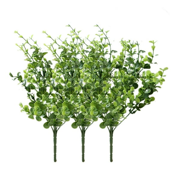 10 racimos de plantas de eucalipto artificial Plantas verdes falsas de plástico Arbustos realistas para la decoración de la boda del patio del jardín del hogar (verde)