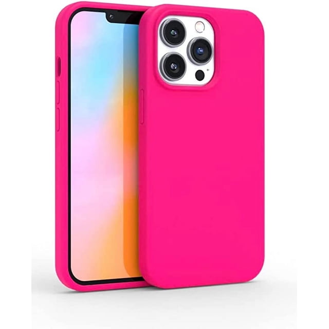 Entronix Funda de Silicona para iPhone 12 Pro, Suave Al Tacto, Antiarañazos y Antigolpes, Color Rosa Intenso