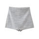 thumbnail image 4 of Conjunto de 2 piezas de moda para mujer, abrigo a cuadros con cuello redondo y botonadura sencilla y pantalones cortos vintage con cremallera lateral,, 4 of 5