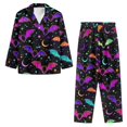 thumbnail image 3 of Renewold Fashion Colorful Bats Stars Button Pajama Sleepwear for Women 2 Pieces Soft Halloween Pjs Shirts & Pants Set with Pockets Casual Home Daily Lounge Ser Size M, 3 of 6