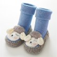 thumbnail image 2 of Otqutp Children Winter Shoes Baby Boy Girls Toddlers Indoor Animals Slipper Shoes Antislip Socks Booties First Walkers Autumn Winter Warm (Blue,12-18 Months), 2 of 4