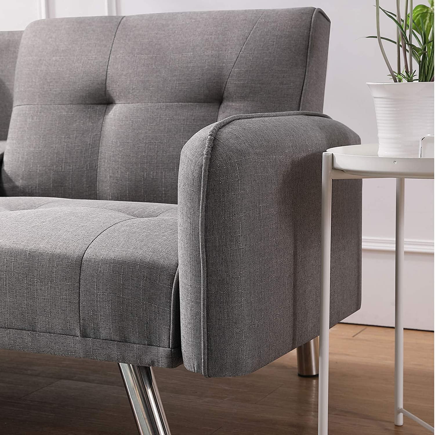 Lowestbest Modern Sofa Bed, Lounge Sleeper Couch, Upholstered Sofas with 2 Cup Holders (Light Gray) Lowestbest Modern Sofa Bed, Lounge Sleeper Couch, Upholstered Sofas with 2 Cup Holders (Light Gray)