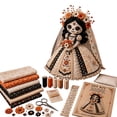 thumbnail image 2 of Butterfly Soul Patchwork Doll DIY Sewing Kit, Sugar Skull Cloth Doll Making Supplies with Fabrics & Accessories, Handcraft Starter Set for Halloween Art Craft Gift 7.87in, 2 of 4