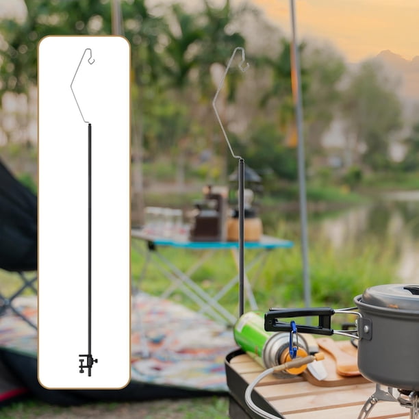 Gancho de soporte de luz de camping plegable con soporte de linterna de acero inoxidable de clavo de tierra C Cola Portalámparas de campamento