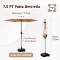 thumbnail image 2 of Domi Outdoor Living Dia.7.5FT Patio Umbrella with Push Button Tilt and Crank, UV Protection Waterproof Market Sun Umbrella for Garden, Deck, Backyard, Pool ，Beige, 2 of 8