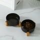 thumbnail image 5 of Cuenco de cerámica para gatos, cuenco para comida para gatos, cuenco para perros, cuenco para agua potable, cuenco doble que protege la columna cervical, cuenco negro para mascotas, 5 of 5