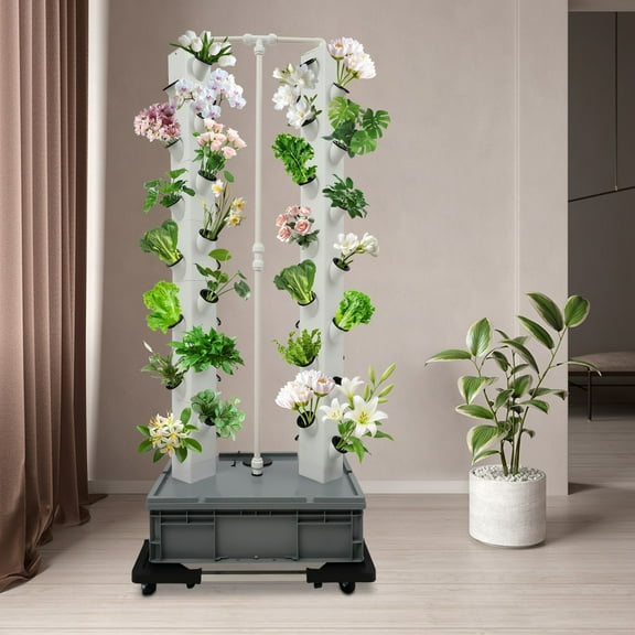 56 Holes Outdoor Indoor Vertical Garden Smart Garden Kit, Hydroponics Growing Tower