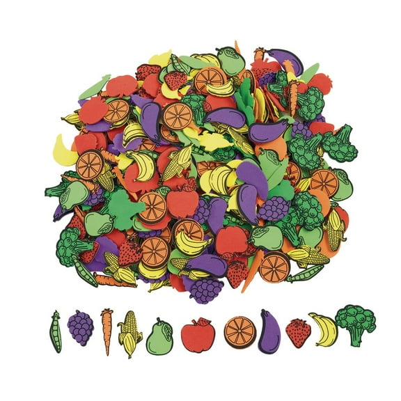 Colorations Self-Adhesive Fruit & Veggie Foam - 500 pieces