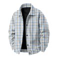 thumbnail image 1 of GrmtClth Mens Plaid Daily Travel Overshirt Jacket Long Sleeve Snap Front Loose Silhouette Daily Trip Outerwear Light Blue 3XL, 1 of 5