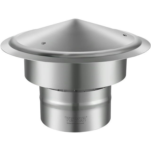VEVOR Capuchon de Cheminée, 6 Pouces, Capuchon de Pluie Rond en Acier Inoxydable 304, 11,81 Pouces, Tous Temps & Vis Renforcées & Installation Facile, pour Isolation Parfaite de la Couverture de Ventilation Extérieure, Argent