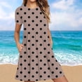 thumbnail image 2 of Weiqiqre Robes pour Femmes Été Décontractées à Manches Courtes Col Ras du Cou Robes T-Shirt Amples Évasées Mini avec Poches, 2 of 5