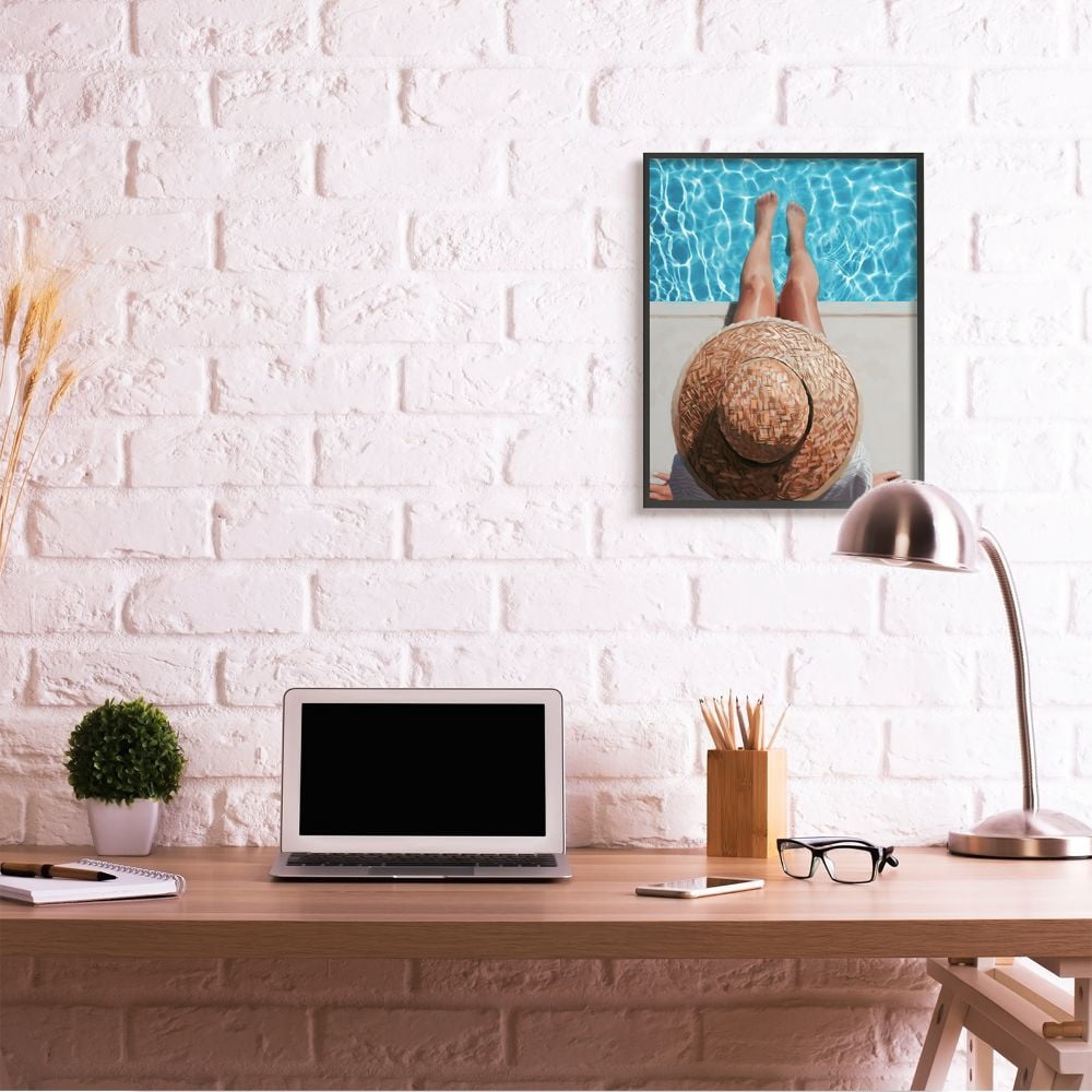 Stupell Industries Summer Poolside Lounge Women's Fashion Accessories Framed Wall Art Design by Ziwei Li, 24" x 30", Black Framed