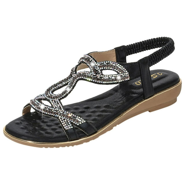 Kcodviy Sandales pour Femmes Chaussures Sandales Compensées pour Femmes Habillées Été Sandales à Bride à Boucle Sandales Habillées d'Été pour Femmes Talon Bas Sandales de Plage Chaussures pour Sandale Compensées pour Femmes
