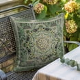 thumbnail image 5 of Turkish Boho Throw Pillow Cover Green Wallpaper Murals Cotton Linen Cushion Cover Throw Pillow Case with Invisible Zipper for Couch Sofa Bed Chair Car 24x24 Inch, 5 of 9