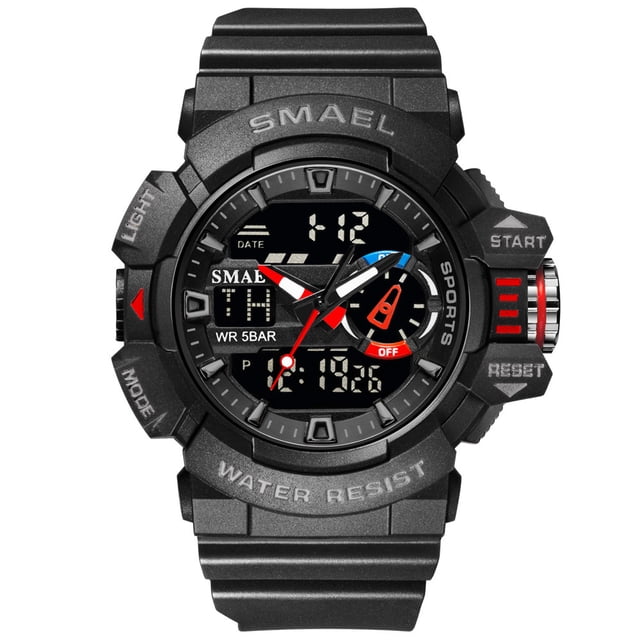 SMAEL Men Military Watch 50m Waterproof Wristwatch LED Quartz Clock Digital Sports Watches