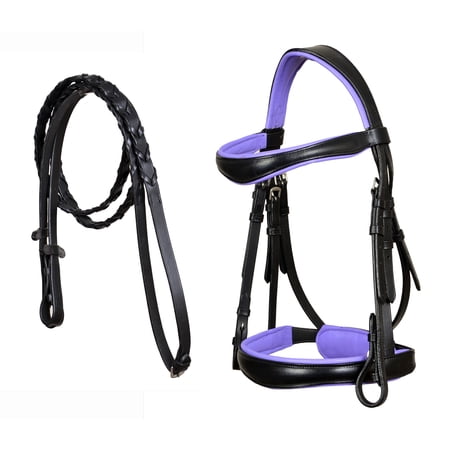 Horse English All-Purpose Pleasure Black Padded Leather Bridle Reins 803HI06PR-F