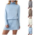 thumbnail image 2 of OJSFQUFP Women Two Piece Outfits Long Sleeve Oversized Pullover Sweaters and Mini Skirt Two Piece Sets, 2 of 8