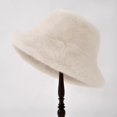 thumbnail image 2 of Sunjoy Tech Winter Women Hat Thick Fuzzy Plush Faux Fur Fisherman Hat Heat Retention Windproof Solid Color Short Brim Hat for Outdoor Cycling Skiing, 2 of 8
