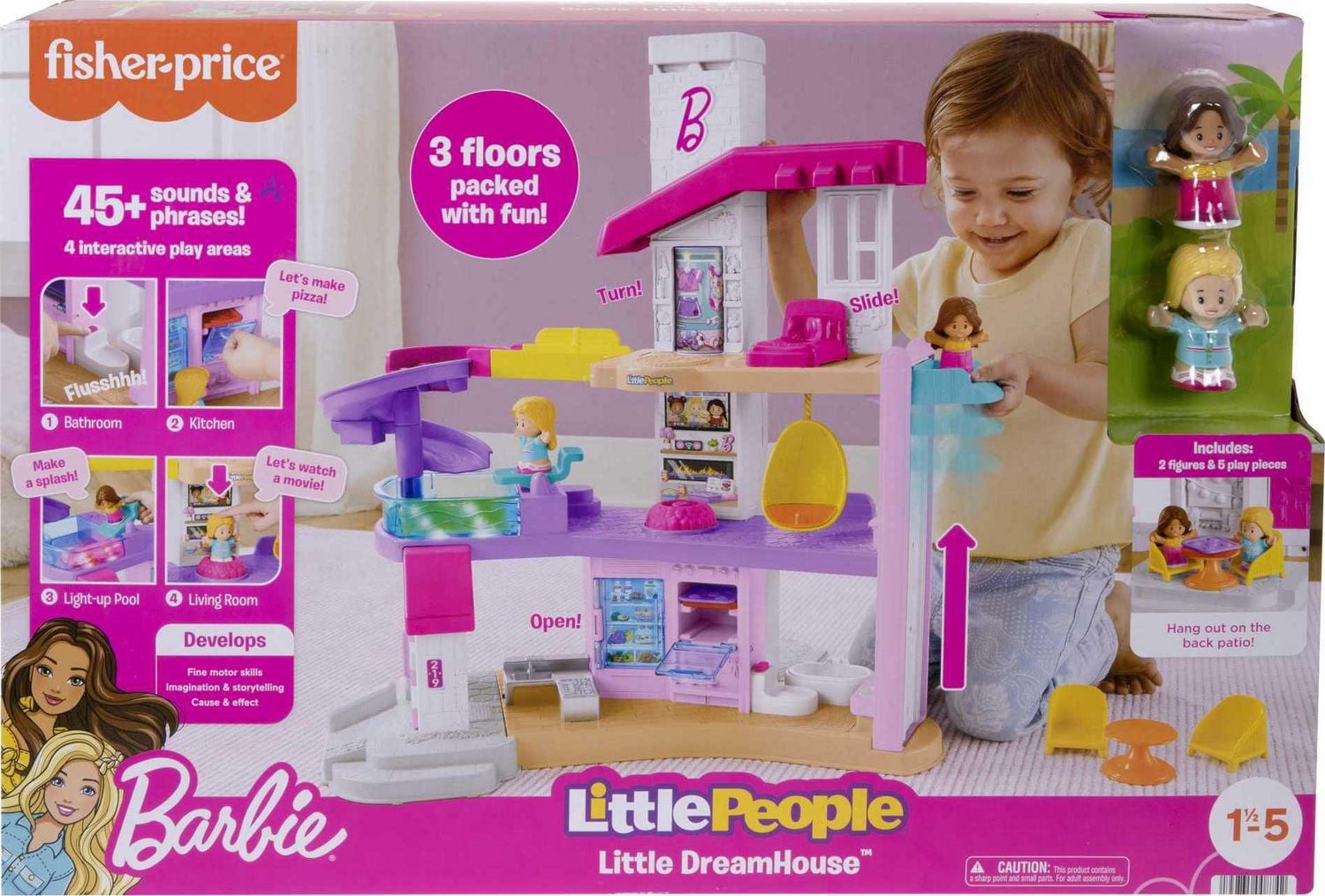 Fisher-Price Little People Barbie Little DreamHouse Playset - English & French Version, Ages 1-5