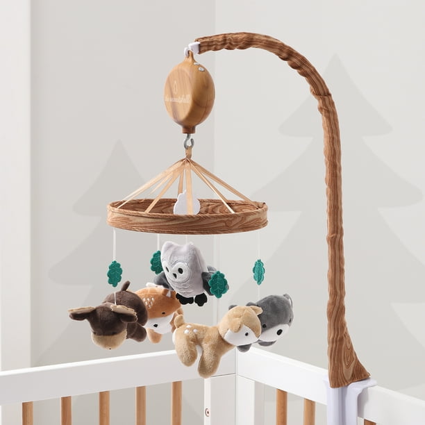 The Peanutshell Whimsical Woodland Baby Musical Crib Mobile, 12 Lullabies