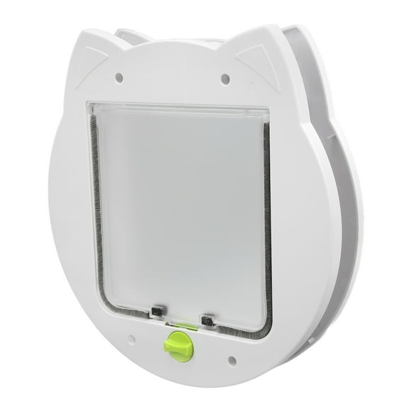 Cat Door 2 Way Lockable Weather Noiseless Pet Dog Door for Window Wall Interior Exterior White Pet Dog Door