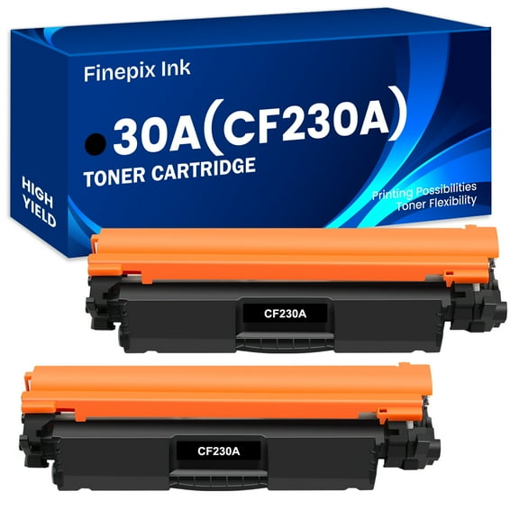 Finepix Ink 30A Black Toner Cartridge Compatible for HP 30A CF230A 30X CF230X Laserjet Pro MFP M227fdw M227fdn M203dw M203dn M203d M227sdn M203 M227 Printer Ink (Black, 2-Pack)