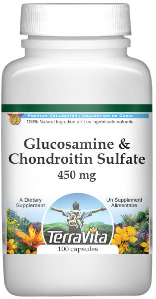 TerraVita Glucosamine and Chondroitin Sulfate - 450 mg, (100 Capsules, 1-Pack, Zin: 512045)