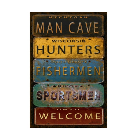 Trademark Fine Art 'License Plates Man Cave' Canvas Art by Jean Plout