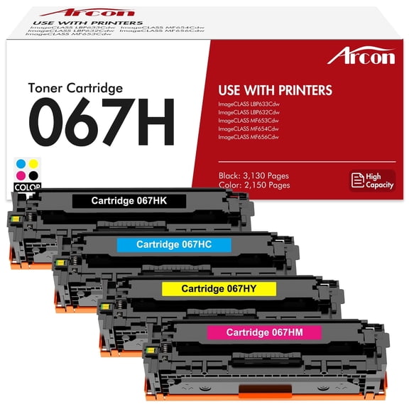 067H Toner Cartridge 4-Pack Compatible for Canon 067H 067 CRG-067H ImageCLASS MF656Cdw MF654Cdw MF653Cdw LBP633Cdw LBP632Cdw Series High Yield Printer Toner Ink (Black, Cyan, Magenta, Yellow)