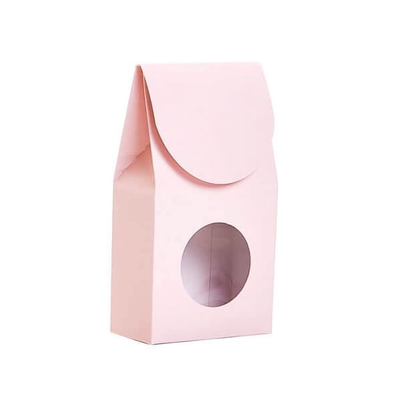 Pack of 6, Blush Pink Gourmet Window Box, Small 3.5x1.75x6.5" for Wrapped Candy, Pet Treats and Small Gift