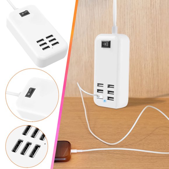 EGNMCR 6USB Plug Charger Is Suitable For Smart Phone, Tablet Computer, Smart Device, Multi Port 1A2A3A Fast Charging Plug Row plug