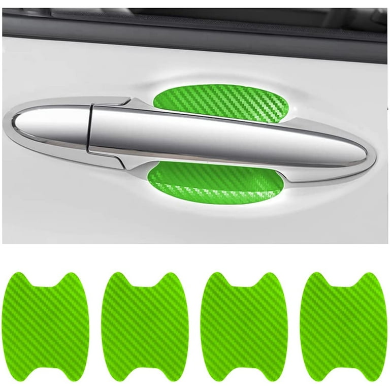 4PCS Car Door Handle Protector Sticker, Universal Carbon Fiber  Anti-Scratches Auto Door Handle Protective Film, Car Door Side Paint Cover  Guard Stickers Fit for Most Car Handles（Green/4PCS） 