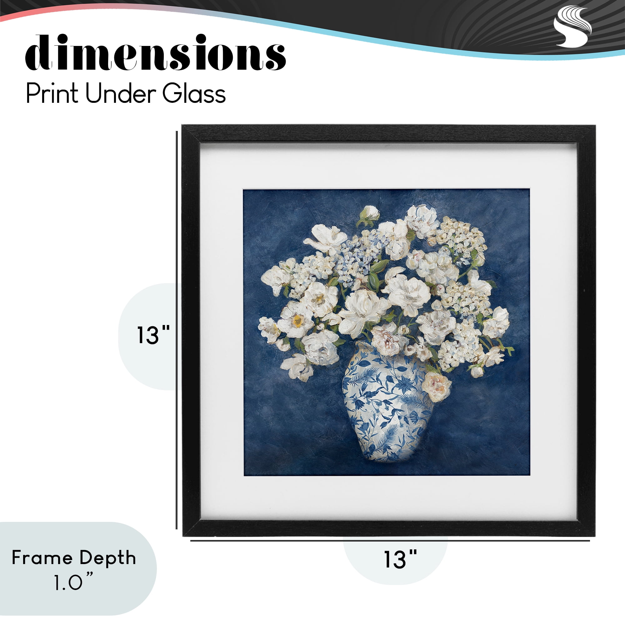 Stupell Industries Classic Blue Chinoiserie Vase Black Framed Print Under Glass, design by Charlene Olson