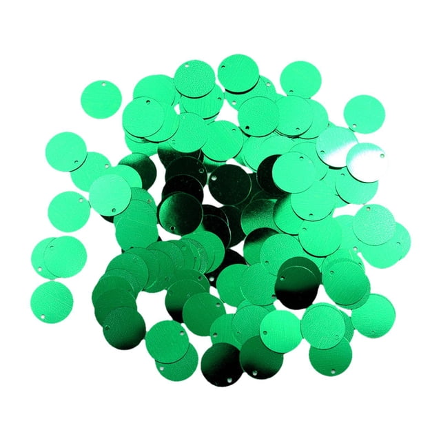 KLKCMS 130 Pieces Round Loose Sequins 16mm for Jewelry Making Garment Wedding Dress Green
