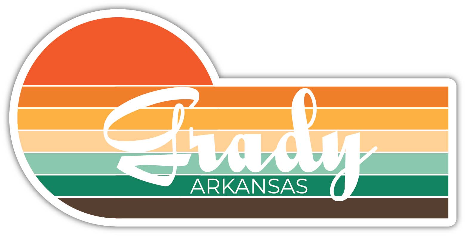 Grady Arkansas 2 x 1.25 Inch Sticker Retro Vintage Sunset City 70s