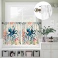 thumbnail image 5 of Kitchen Window Curtains Valance and Tier Set, Retro Ocean Octopus Blue Summer Beach Rod Pocket Tier Curtain Valance Set, Nautical Coastal Starfish Light Filtering Cafe Curtains for Bedroom, 5 of 9