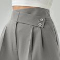 thumbnail image 4 of JJHGVB Palazzo Pants High Waisted Pants High Waisted Side Pocket Straight Leg Work Pants Women's Fashionable High Waist Zipper Casual Pants Suit Pants Wide Leg Pants Woman Flowy Pants Gray L, 4 of 6