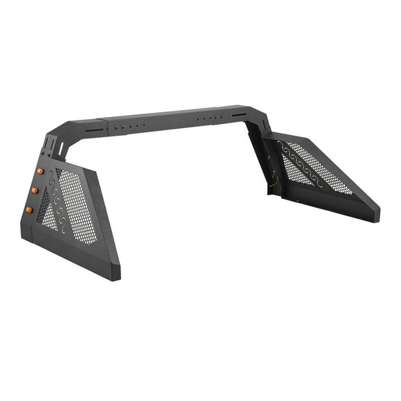 KFFKFF Universal Pickup Truck Roll Bar, Adjustable Sport Chase Rack for Full-Size Trucks, Made of Carbon Steel with 6 Amber Auxiliary Lights, Rack Not Included