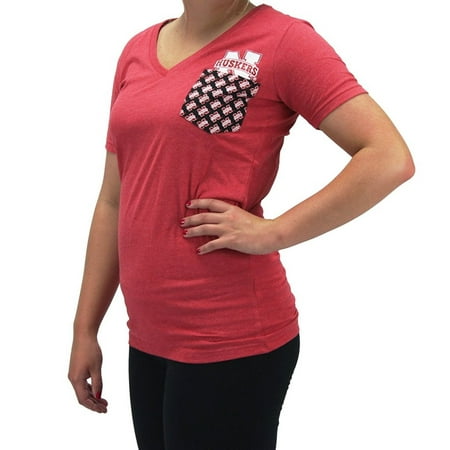Nebraska Huskers Tailgate - Pressbox Women' s Nebraska NE Huskers Pocket T-Shirt
