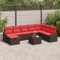 thumbnail image 1 of vidaXL Ensemble de Canapé de Jardin 9 Pcs avec Coussins en Rotin Poly Brun, 1 of 4