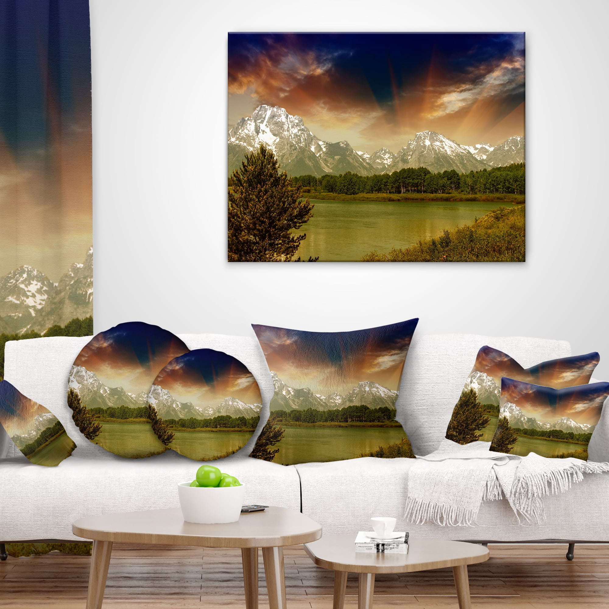 Designart Grand Teton National Park - Landscape Printed Throw Pillow - 16x16