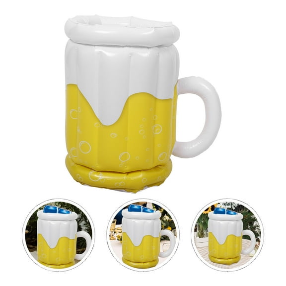 Masteelf Yellow Inflatable Beer Cup Shaped Cooler Lightweight Plastic MultiFunction Storage for Parties 17.5 Inches