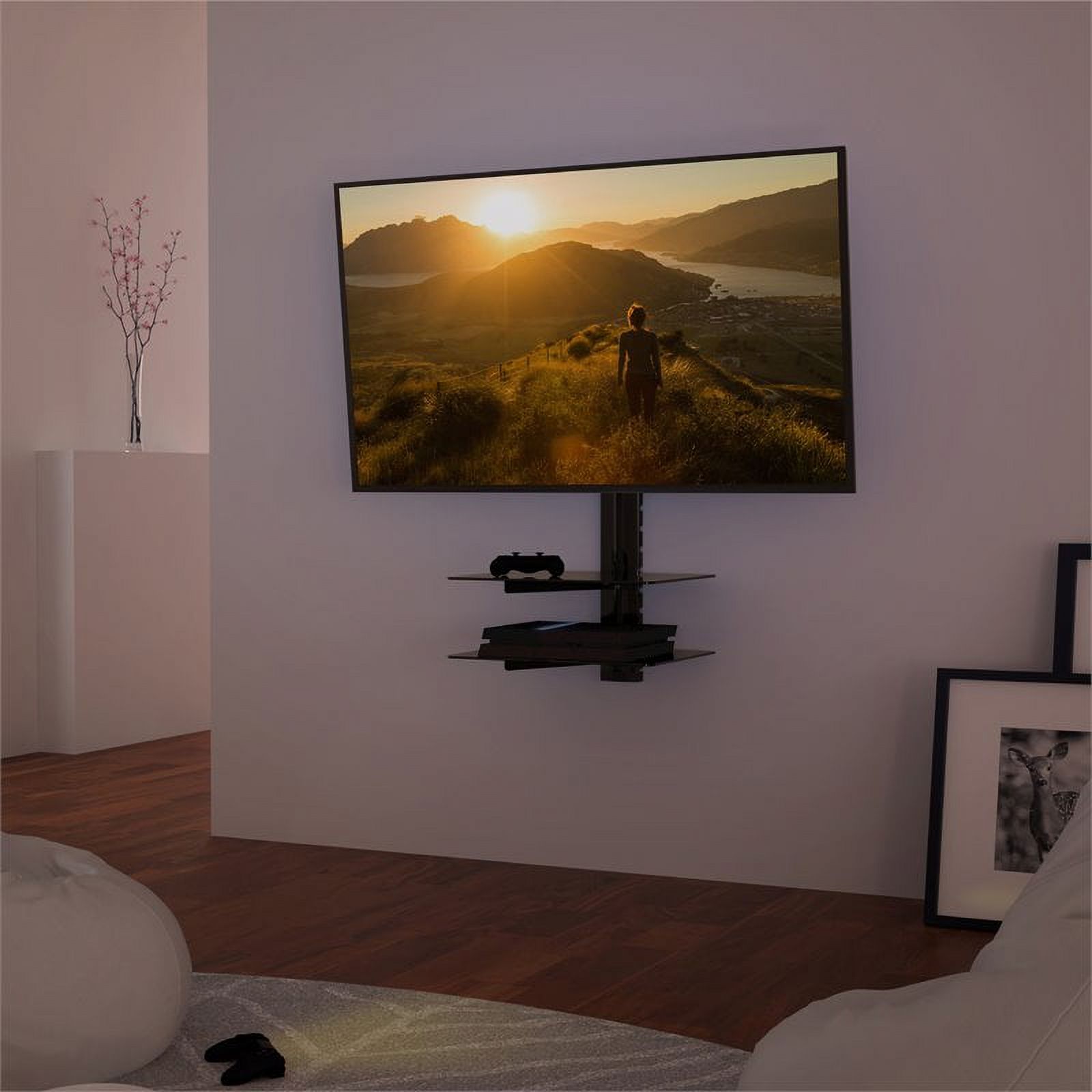ESL422B-T - Wall mount with 2 Shelves for TVs up to 47", Black